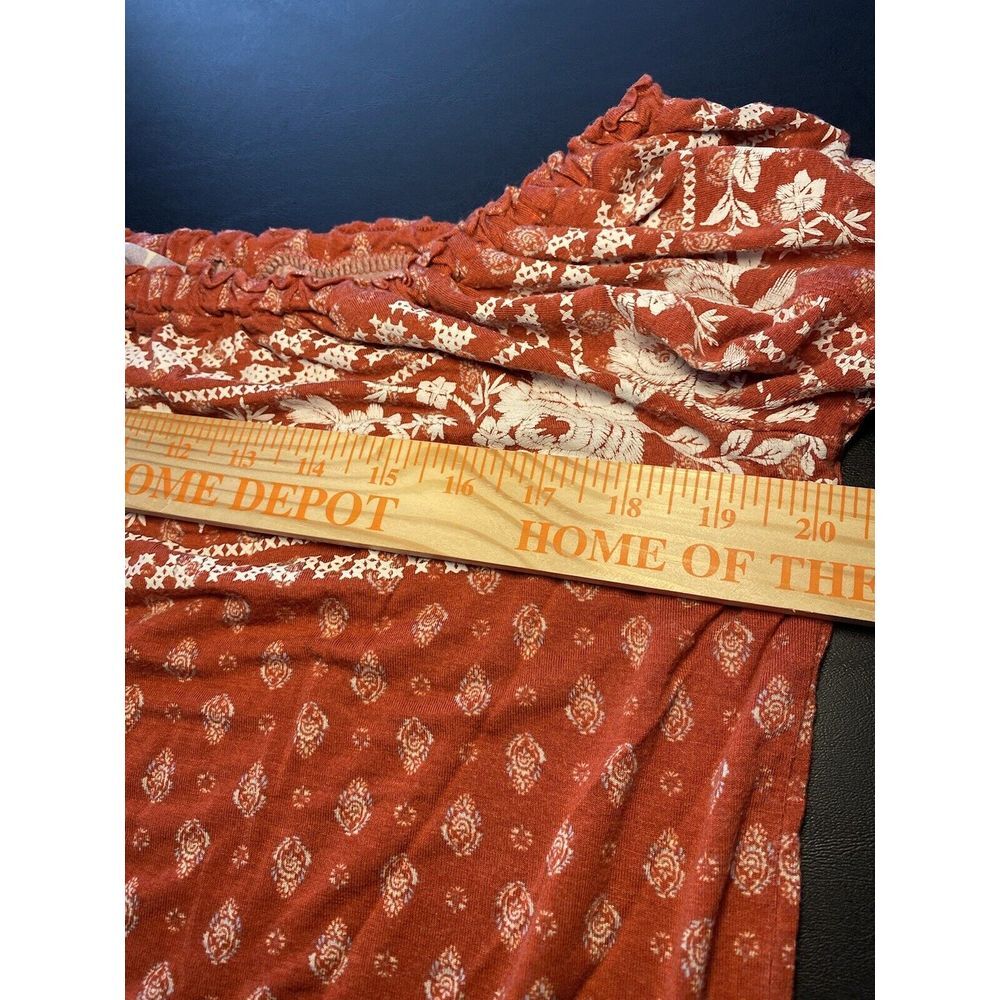 JOLT‎ M Burnt Orange Floral Print Off Shoulder Crop Top Boho Flowy - Picture 8 of 9